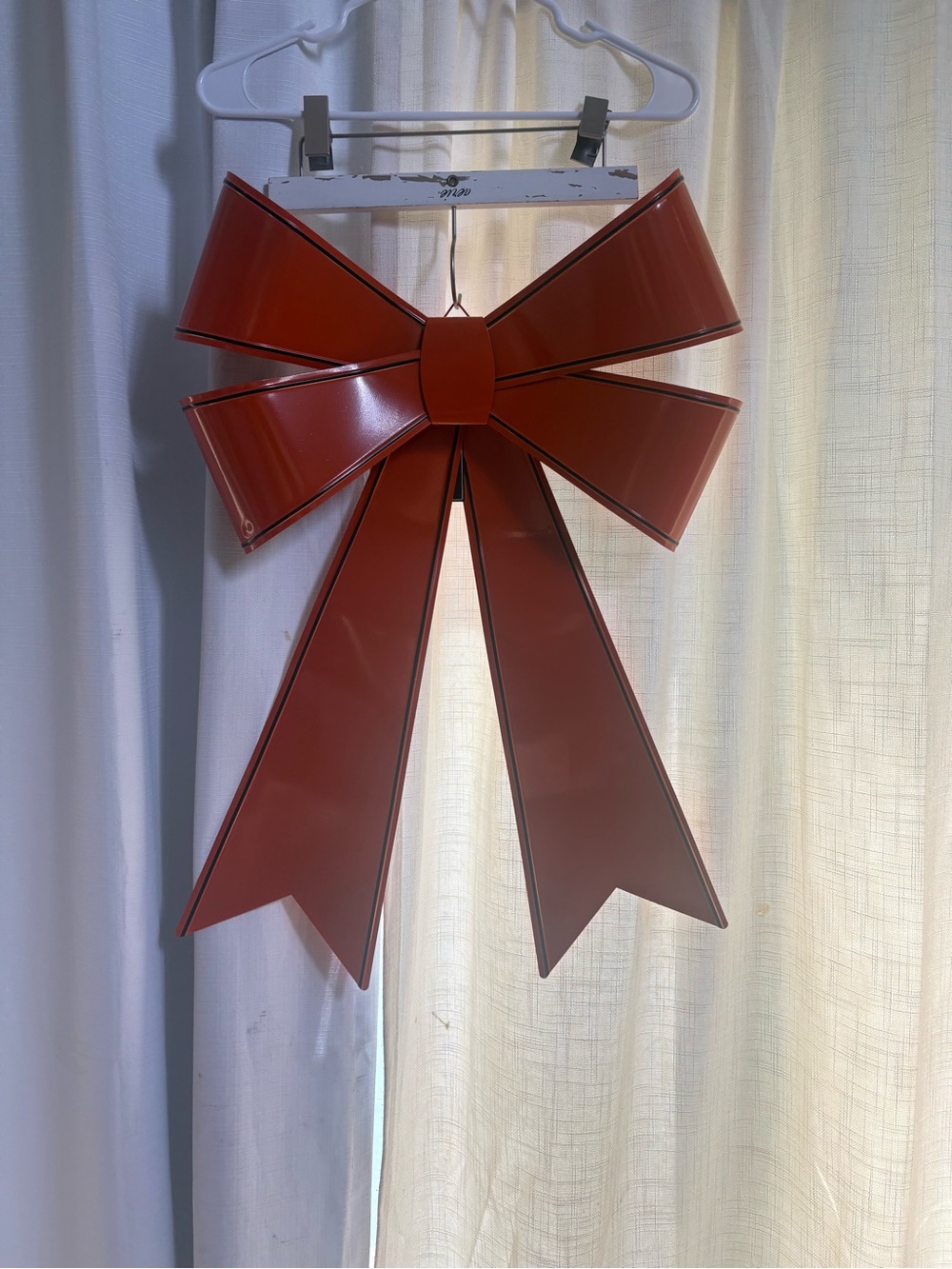 Martha Stewart Metal Bow Wreath Door Decoration 24” jumbo Oversized Orange bow - Picture 11 of 11